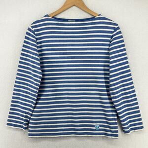 ORCIVAL Top Womens S Striped Basque Shirt Bee Logo Sailor French Cotton Blue